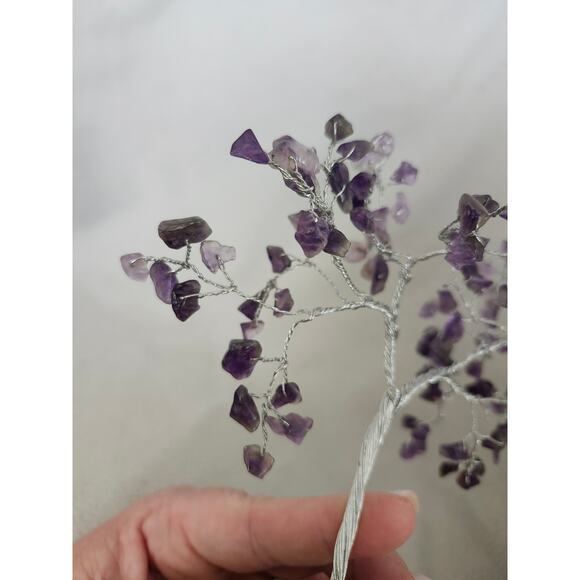 Amethyst Gem Stone TREE Purple with Silver Branches Bonsai Crystal - Picture 6 of 11